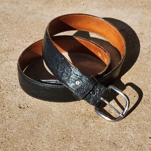 Men's Black Genuine Ostrich Double S Belt Collection Western Belt Mens‎ Size 42